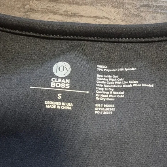 Joy‎ Clean Boss Top Women's Scoop Neck 3/4 Sleeve Gray Athleisure Tee Shirt - Picture 3 of 3